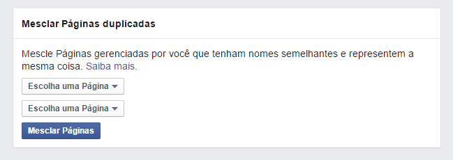 Mesclar paginas no Facebook